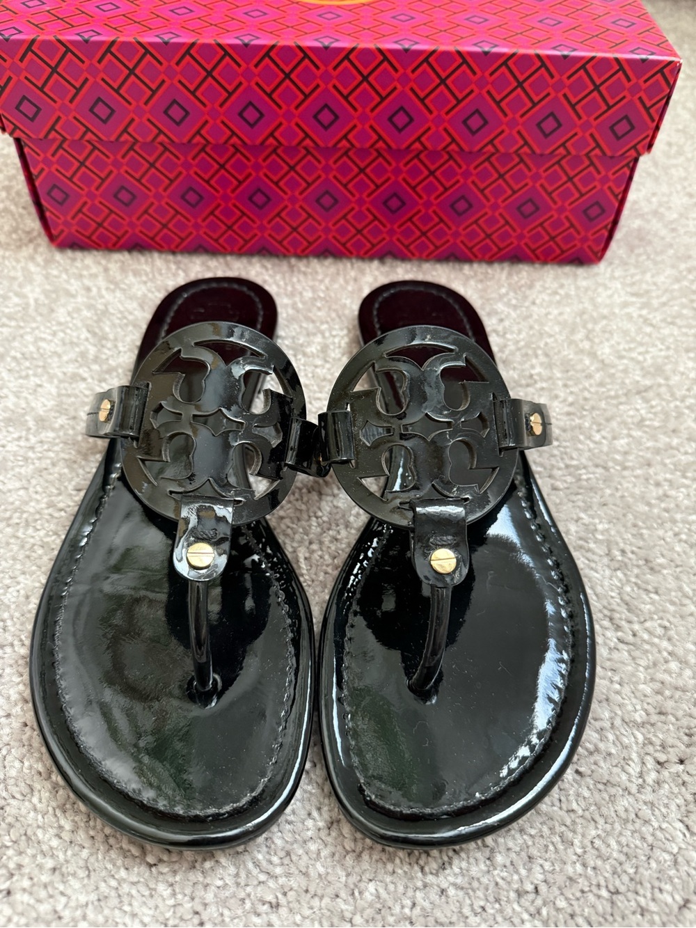 Tory Burch Miller Black Patent Sandal - Picture 2 of 4